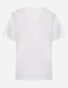 ambitionfly Tricou Alb de bumbac cu croială clasică cu aplicații florale 3D Morgane