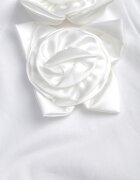 ambitionfly Tricou Alb de bumbac cu croială clasică cu aplicații florale 3D Morgane