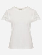 ambitionfly Tricou alb din bumbac cu mâneci din dantelă Hycis