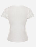 ambitionfly Tricou alb din bumbac cu mâneci din dantelă Hycis