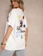 ambitionfly Tricou Alb din Bumbac și Imprimeu Decorativ Sovreti