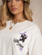 ambitionfly Tricou Alb din Bumbac și Imprimeu Decorativ Sovreti