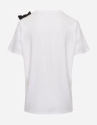 ambitionfly Tricou Alb-Negru Din bumbac Cu croială clasică cu aplicații florale 3D Morgane