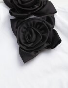 ambitionfly Tricou Alb-Negru Din bumbac Cu croială clasică cu aplicații florale 3D Morgane
