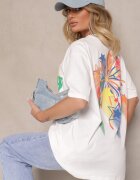 ambitionfly Tricou Alb Oversize cu Inscripție Imprimată Ilorella