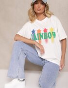 ambitionfly Tricou Alb Oversize cu Inscripție Imprimată Ilorella