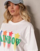 ambitionfly Tricou Alb Oversize cu Inscripție Imprimată Ilorella