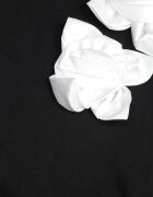 ambitionfly Tricou din bumbac Negru-Alb cu croială clasică cu aplicații florale 3D Morgane