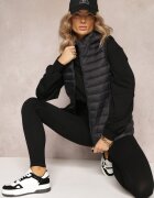 ambitionfly Vestă Clasică Neagră cu Matlasare și Glugă și Buzunare cu Fermoare Nuvleca