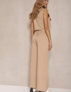 ann gissy Compleu bej Vestă cămașă și Pantaloni largi stil Cargo Zibelle