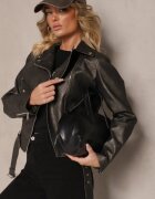 ann gissy Geacă gri închis tip biker cu curea cu cataramă și buzunare Milvila