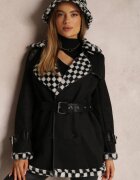 ann gissy Geacă Neagră Dublă cu Curea Rame