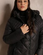 ann gissy Geacă Neagră Lungă Matlasată cu Glugă Prumla