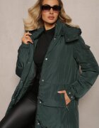 ann gissy Geacă-Palton Lungă Verde închisă matlasată și glugă detașabilă Mystaris