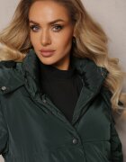 ann gissy Geacă-Palton Lungă Verde închisă matlasată și glugă detașabilă Mystaris