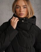 ann gissy Geacă Palton Neagră Matlasată sub Genunchi cu Glugă Kelotta