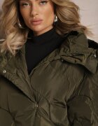ann gissy Geacă-palton Verde Matlasată Sub Genunchi Cu Glugă Kelotta