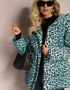 ann gissy Geacă verde deschis cu imprimeu leopard matlasată și cu cordon Amivea
