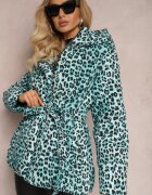 ann gissy Geacă verde deschis cu imprimeu leopard matlasată și cu cordon Amivea