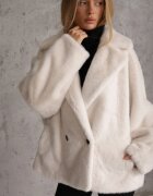 ann gissy Jachetă Albă Cu două rânduri de nasturi Blană artificială Oversize Manella