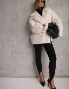 ann gissy Jachetă Albă Cu două rânduri de nasturi Blană artificială Oversize Manella