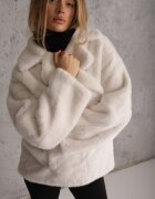 ann gissy Jachetă Albă Cu două rânduri de nasturi Blană artificială Oversize Manella