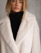 ann gissy Jachetă Albă Cu două rânduri de nasturi Blană artificială Oversize Manella