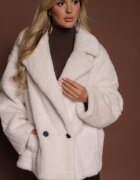 ann gissy Jachetă Albă Cu două rânduri de nasturi Blană artificială Oversize Manella
