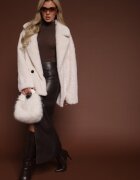 ann gissy Jachetă Albă Cu două rânduri de nasturi Blană artificială Oversize Manella