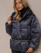 ann gissy Jachetă Albastru marin Casual cu cusături matlasate glugă și buzunare Tinnetia