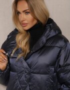 ann gissy Jachetă Albastru marin Casual cu cusături matlasate glugă și buzunare Tinnetia