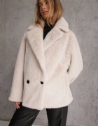 ann gissy Jachetă bej cu două rânduri de nasturi din blană artificială croială oversize Manella