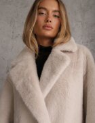 ann gissy Jachetă bej cu două rânduri de nasturi din blană artificială croială oversize Manella