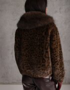 ann gissy Jachetă Maro Scurtă de Blană cu Imprimeu Leopard cu Închidere Originală Otizana