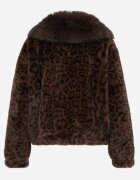 ann gissy Jachetă Maro Scurtă de Blană cu Imprimeu Leopard cu Închidere Originală Otizana