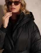 ann gissy Jachetă Neagră sub genunchi Matlasată cu cordon Cealia