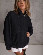 ann gissy Jachetă retro bomber din blugi cu buzunare și guler Sashia Albastră