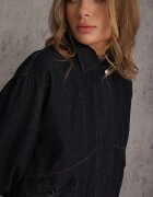 ann gissy Jachetă retro bomber din blugi cu buzunare și guler Sashia Albastră