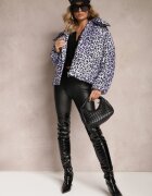 ann gissy Jachetă Violet cu imprimeu leopard cu matlasare și guler Gelasa