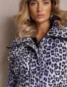 ann gissy Jachetă Violet cu imprimeu leopard cu matlasare și guler Gelasa