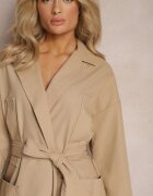 ann gissy Palton bej cu cordon Oversize Terethia