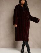 ann gissy Palton de blană Bordeaux Oversize cu buzunare cu clape Zellnessa