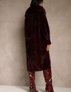 ann gissy Palton de blană Bordo cu glugă Decorat cu model vertical Elrinrahne