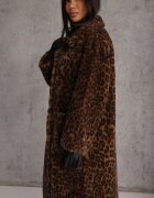 ann gissy Palton de blană Maro cu imprimeu leopard cu croială la un rând de nasturi Otirela