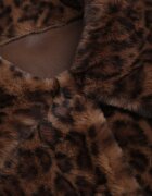 ann gissy Palton de blană Maro cu imprimeu leopard cu croială la un rând de nasturi Otirela
