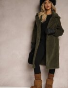 ann gissy Palton de blană Verde cu Mâneci din Tricot Ravileth