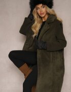 ann gissy Palton de blană Verde cu Mâneci din Tricot Ravileth