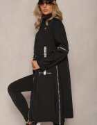 ann gissy Palton Negru cu Lungime Reglabilă și Inserții Decorative Nainika