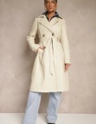 ann gissy Palton Trench Bej din Piele ecologică cu Croială dublă cu Curea Nilianis