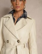 ann gissy Palton Trench Bej din Piele ecologică cu Croială dublă cu Curea Nilianis